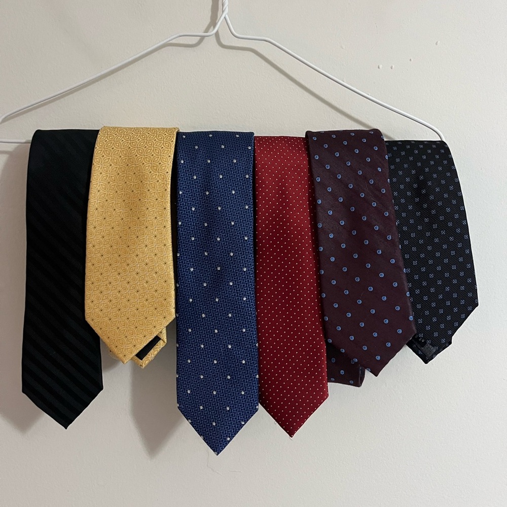 Men's Tie Set - Black, Gold, Blue, Red, Burgundy